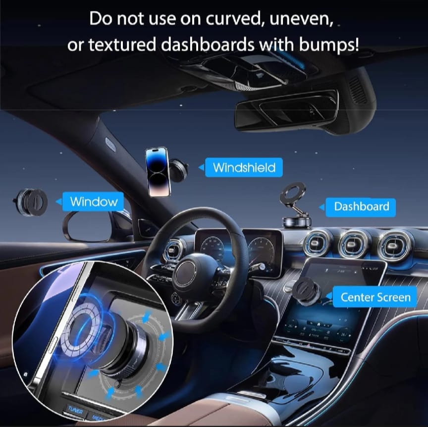 Multi-Functional 360° Suction Car Phone Mount | Auto-Lock Windshield & Dashboard Holder | One-Hand Navigation Stand