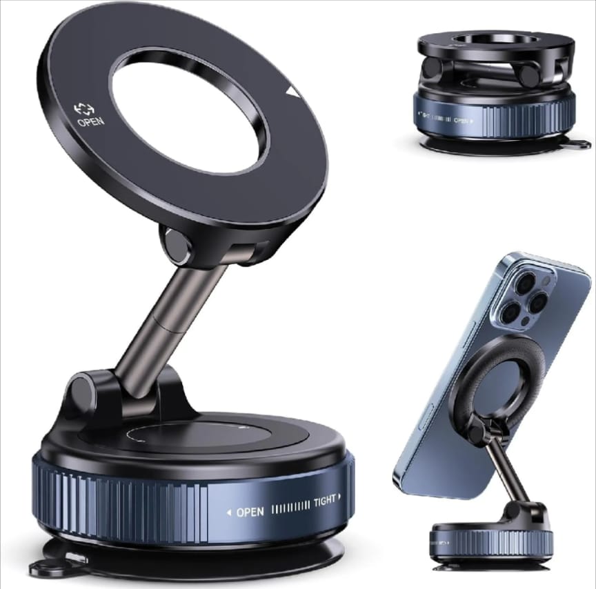 Multi-Functional 360° Suction Car Phone Mount | Auto-Lock Windshield & Dashboard Holder | One-Hand Navigation Stand